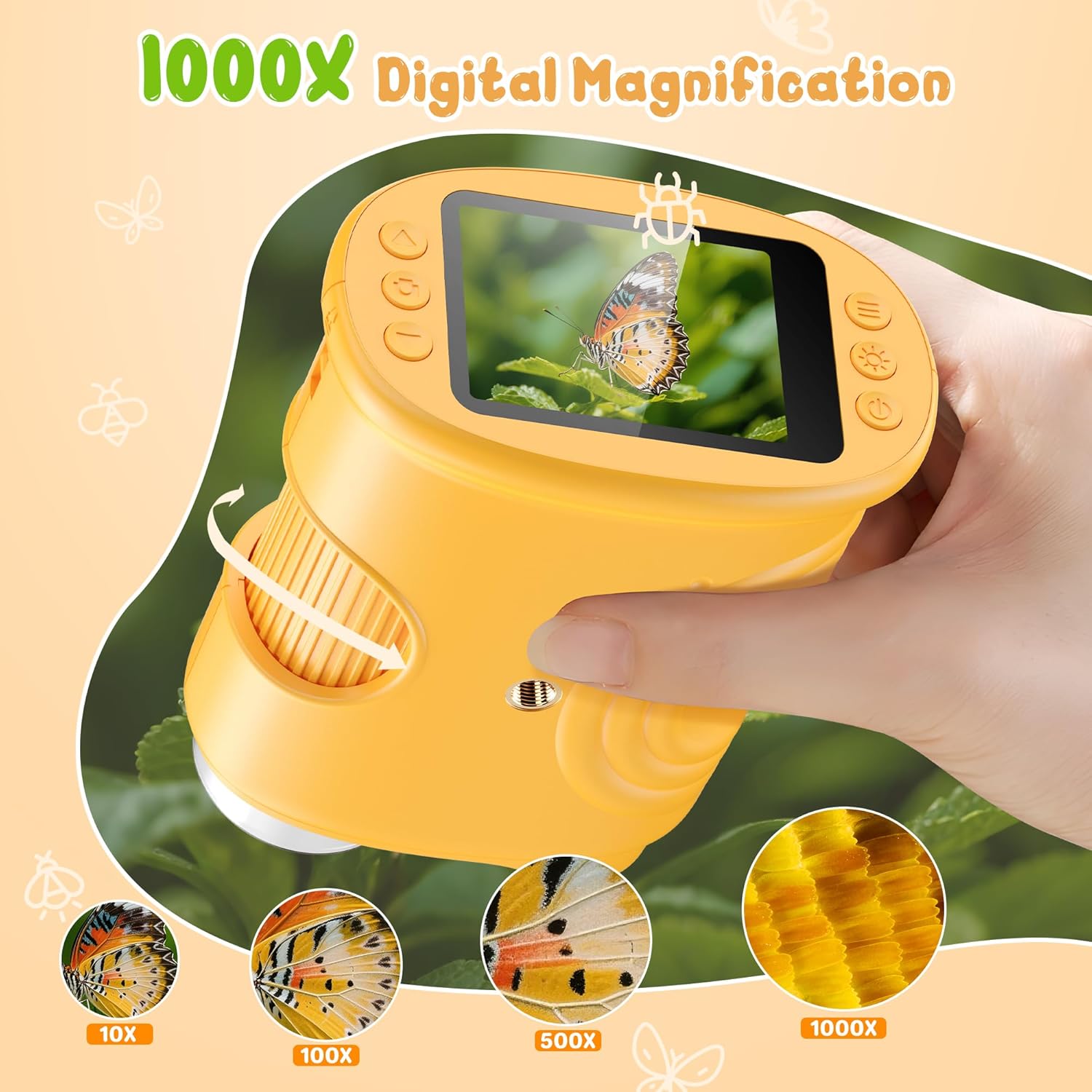Microscope Kids Science - Mikroskop cyfrowy ręczny 1000X dla dzieci,