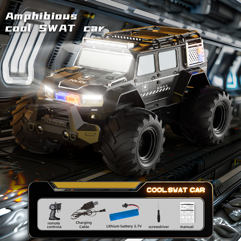 Kids Toys Electric Car - Samochody policyjne RC, pojazd amfibia, 2.4G,