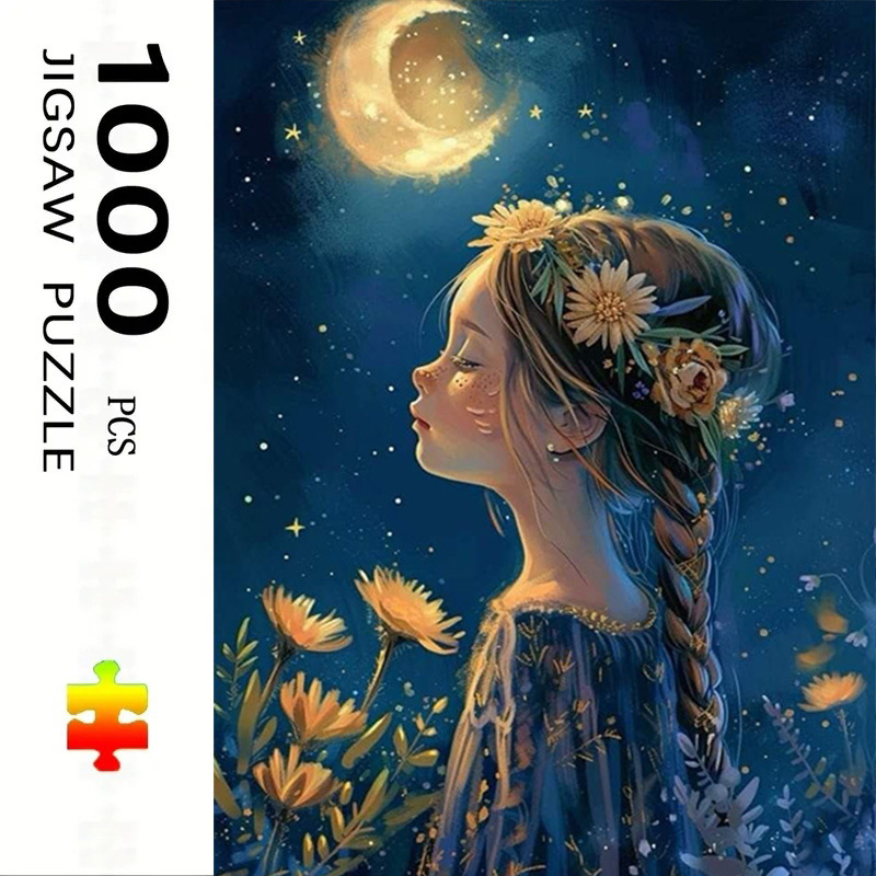 Kids Toys Under 500 - Puzzle 500/1000 Elementów Dziewczyna Pod Księżycem,
