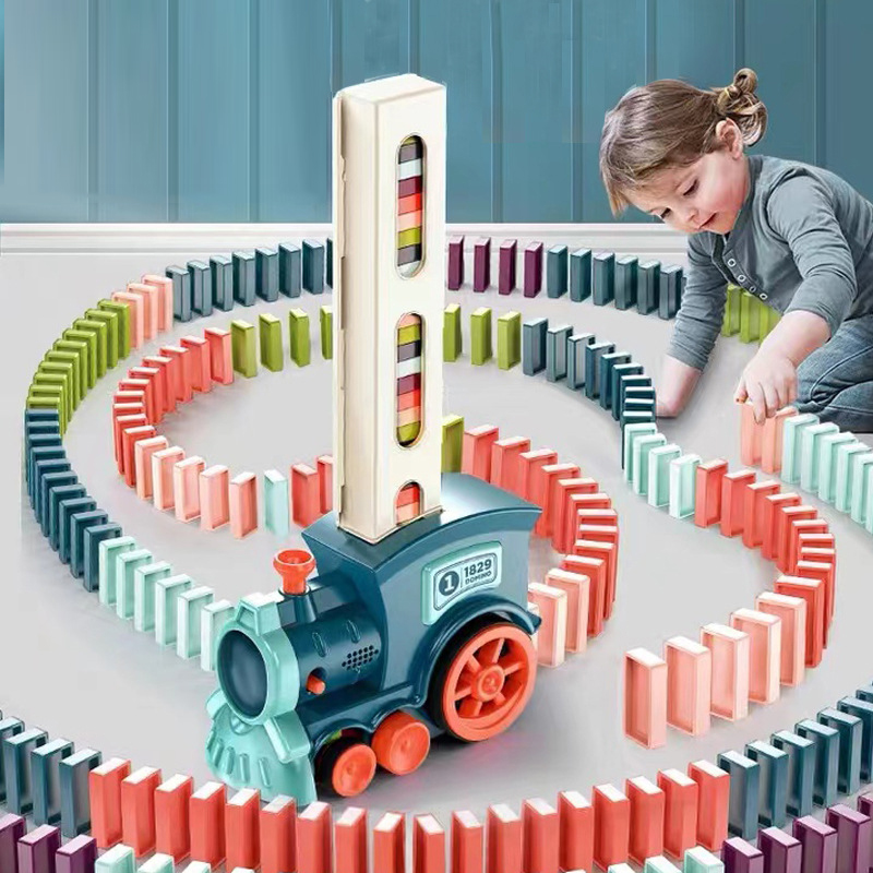 Kids Toys Electric Car - Automatyczny pociąg do układania domina, elektryczny