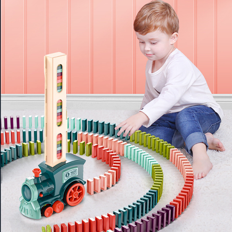 Kids Toys Electric Car - Zestaw lokomotywa domina elektrycznego dla dzieci