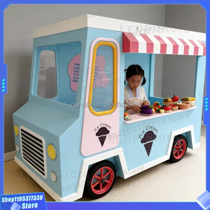 Kids Toys Mall - Drewniany wózek na lody z kółkami