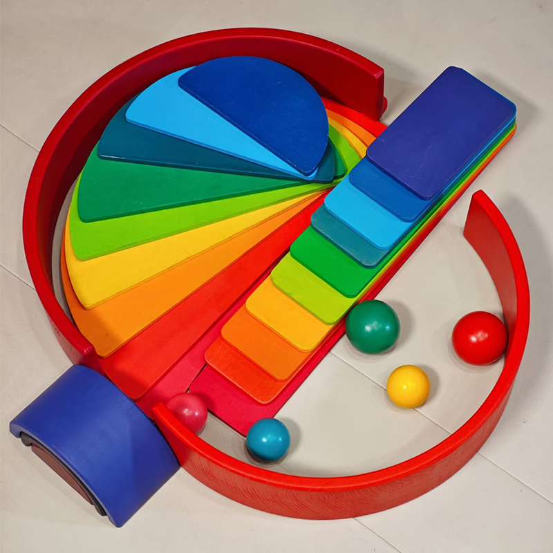 Drewniane klocki tęczowe, kolo – Wooden Blocks Stacking recenzja i cena