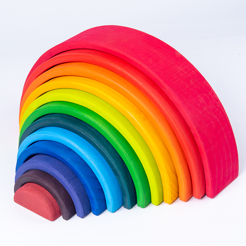 Drewniane klocki tęczowe, kolo – Wooden Blocks Stacking recenzja i cena