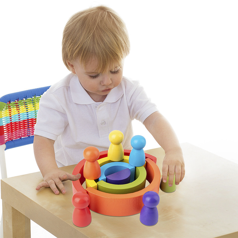 DIY drewniana zabawka tęczowa  – Wooden Blocks Stacking recenzja i cena