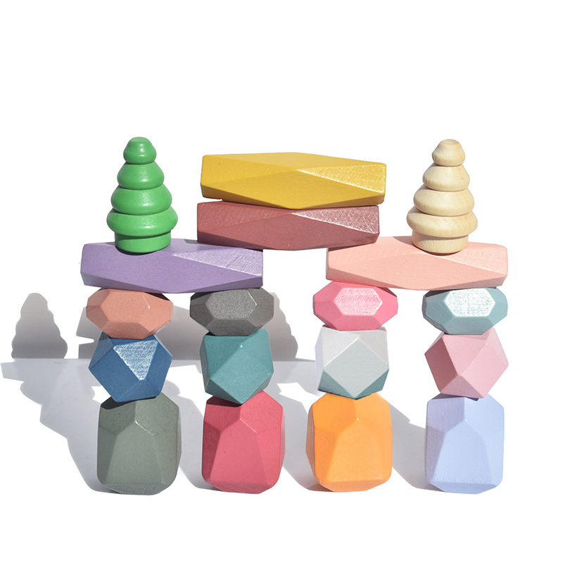 18-częściowe drewniane klocki  – Wooden Blocks Stacking recenzja i cena