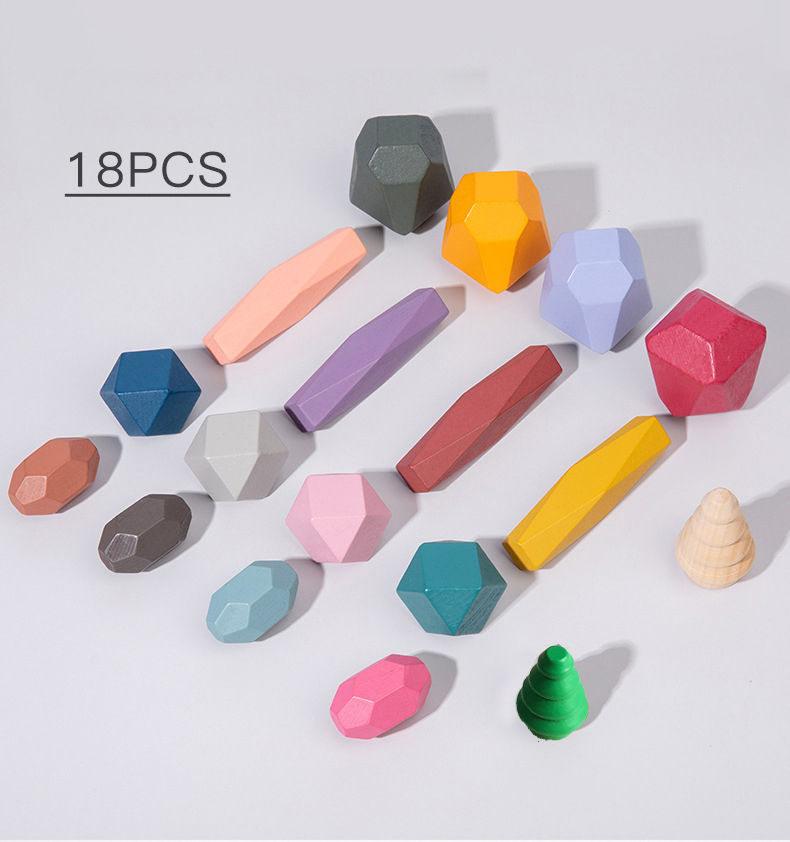 18-częściowe drewniane klocki  – Wooden Blocks Stacking recenzja i cena