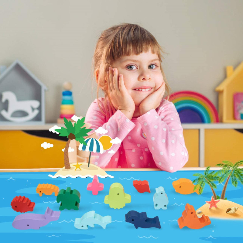 Nowe dzieci Montessori drewnia – Wooden Blocks Stacking recenzja i cena