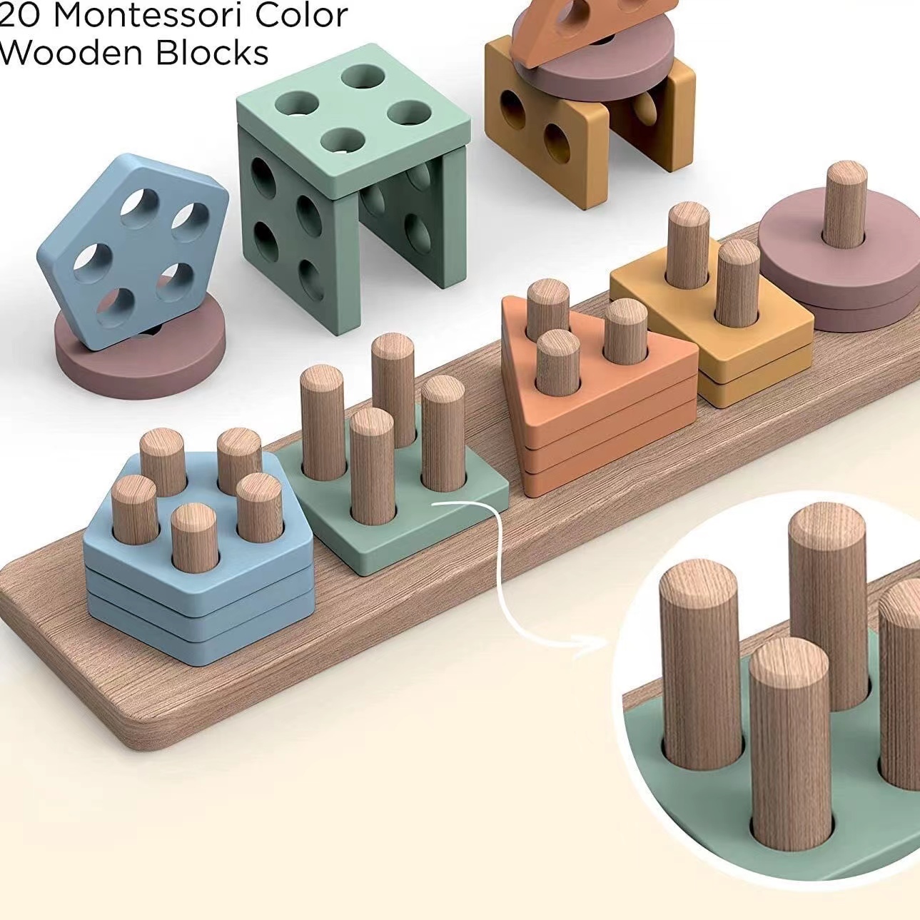 Zabawki Montessori dla dzieci  – Wooden Blocks Stacking recenzja i cena